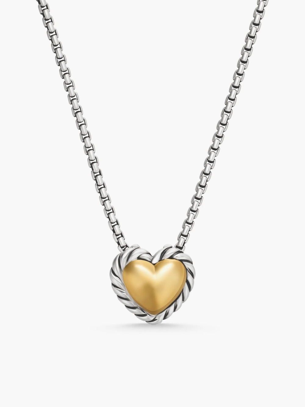 David Yurman Cable Cookie Classic Heart Necklace with 18K Yellow Gold
